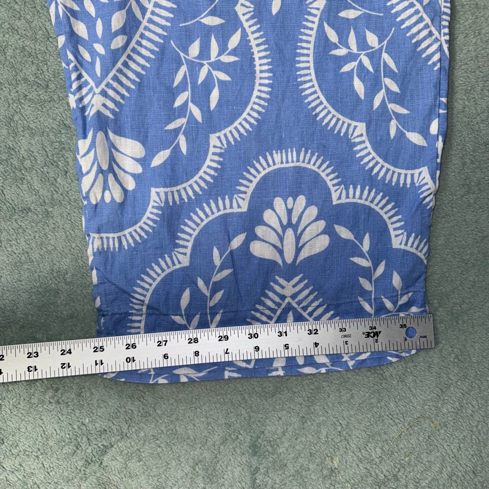 Women's Joie Blue & White Paisley Linen Wide Leg Pull-on Capri Pants XL - Picture 9 of 9